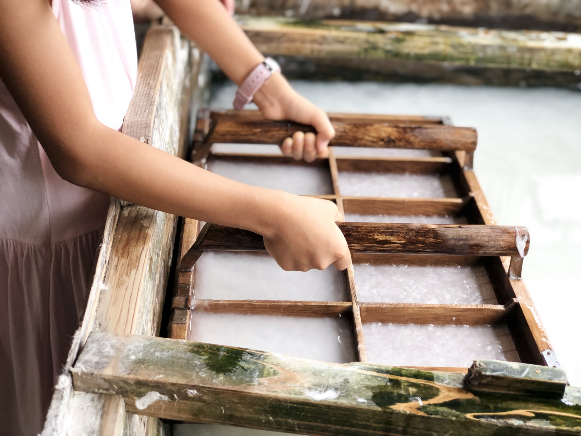 making washi, Japanese paper