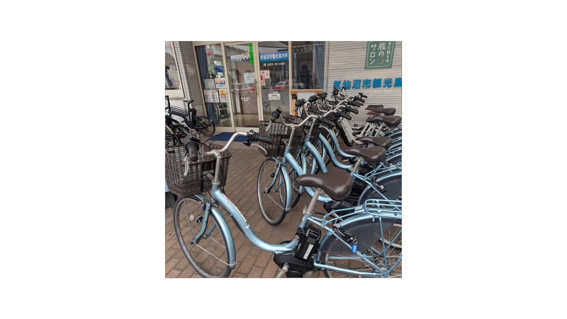 Bicycle rental in front of the station